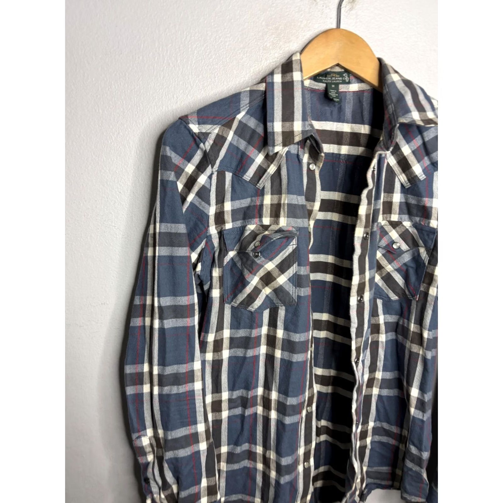 Ralph Lauren Lauren Jeans Co Ralph Lauren Shirt Mens Medium Blue Plaid Western Pearl Snap 90s Size US M / EU 48-50 / 2 - 2 Thumbnail