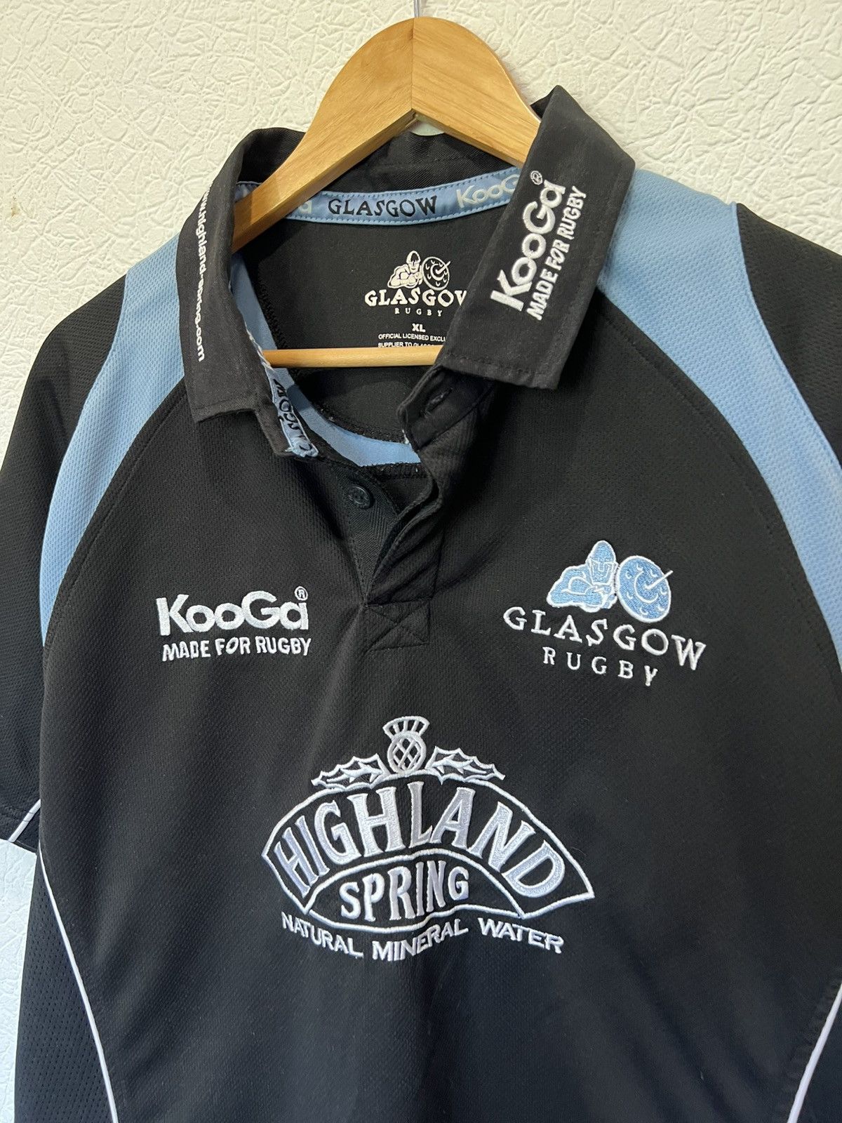 Vintage KooGa Glasgow Rugby Shirt Jersey Mens Black XLarge Size US XL / EU 56 / 4 - 2 Thumbnail