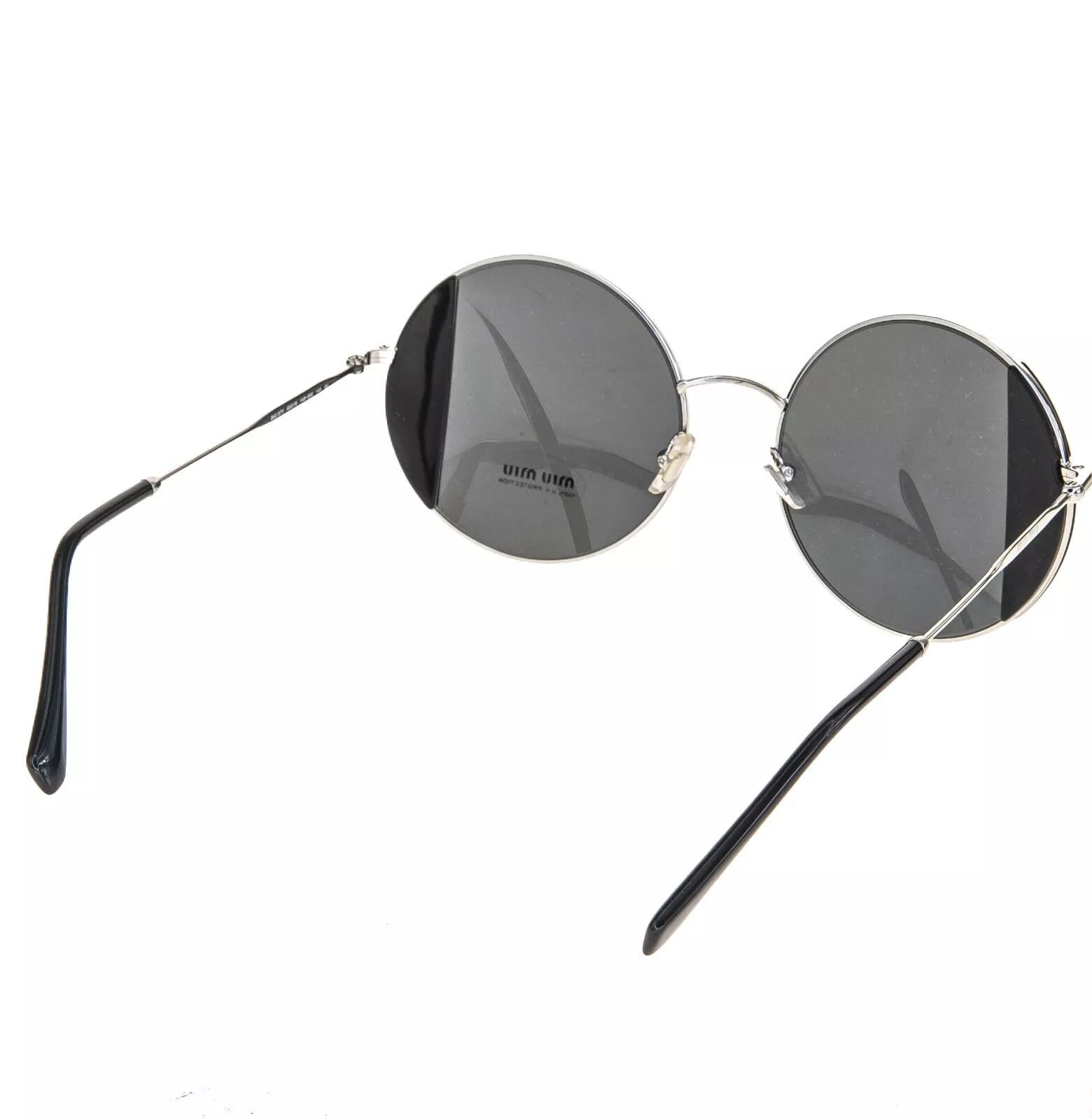 Miu Miu MIU MIU CORE MU57VS Silver Black Geometric Round Metal 57V Size ONE SIZE - 6 Thumbnail
