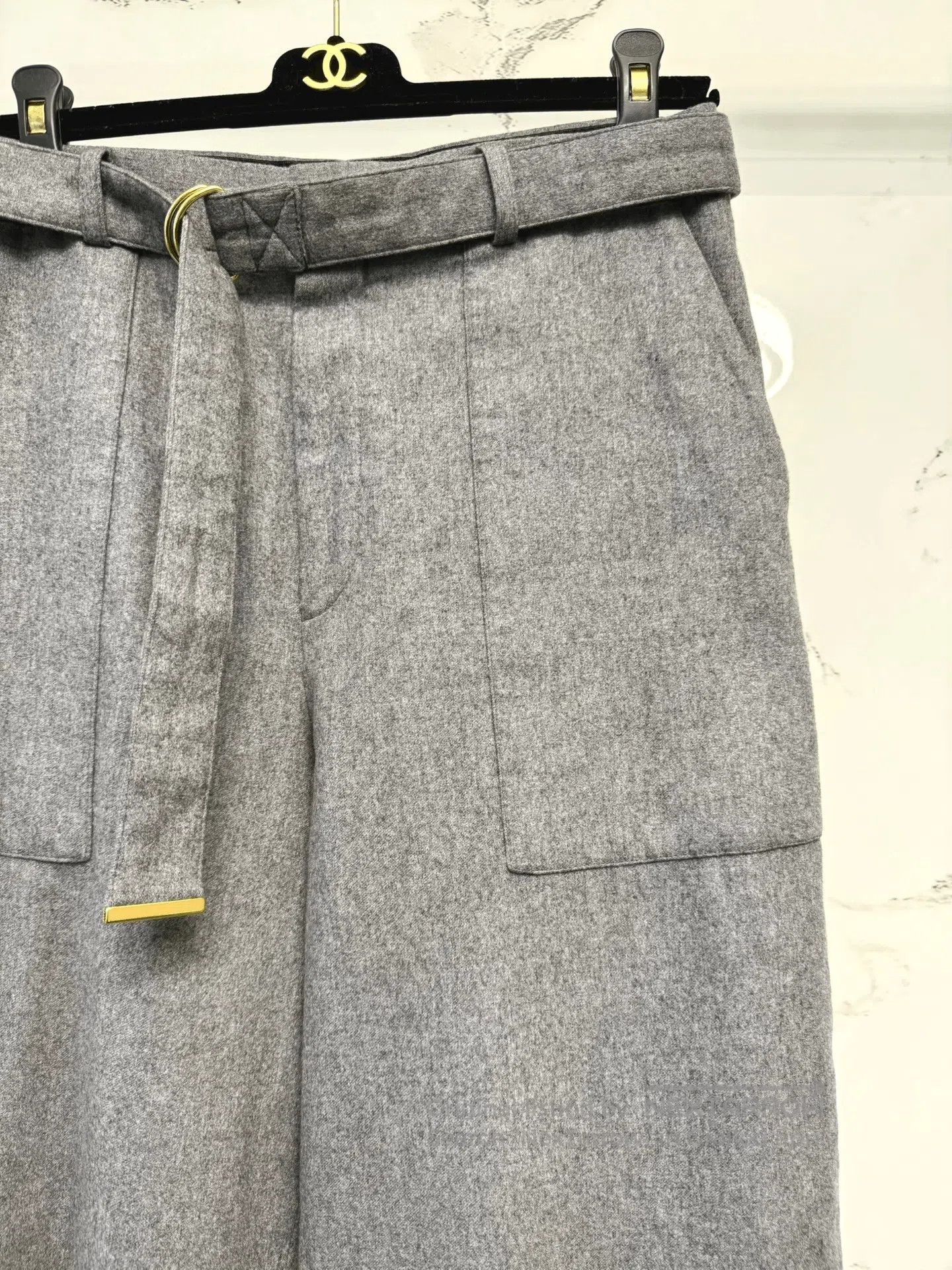 Celine celine gray cashmere wide-leg trousers. Size 39" - 2 Thumbnail
