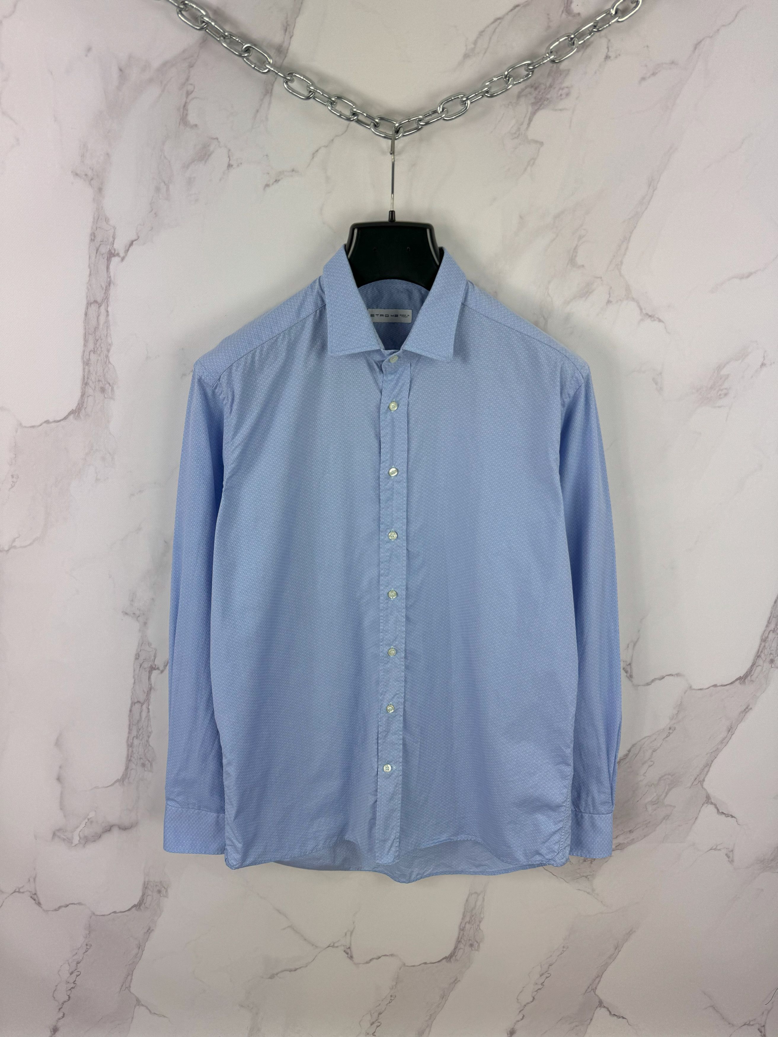 Etro Etro Pattern Clasic Blue Shirt Made In Italy Size 42 Size US L / EU 52-54 / 3 - 1 Thumbnail