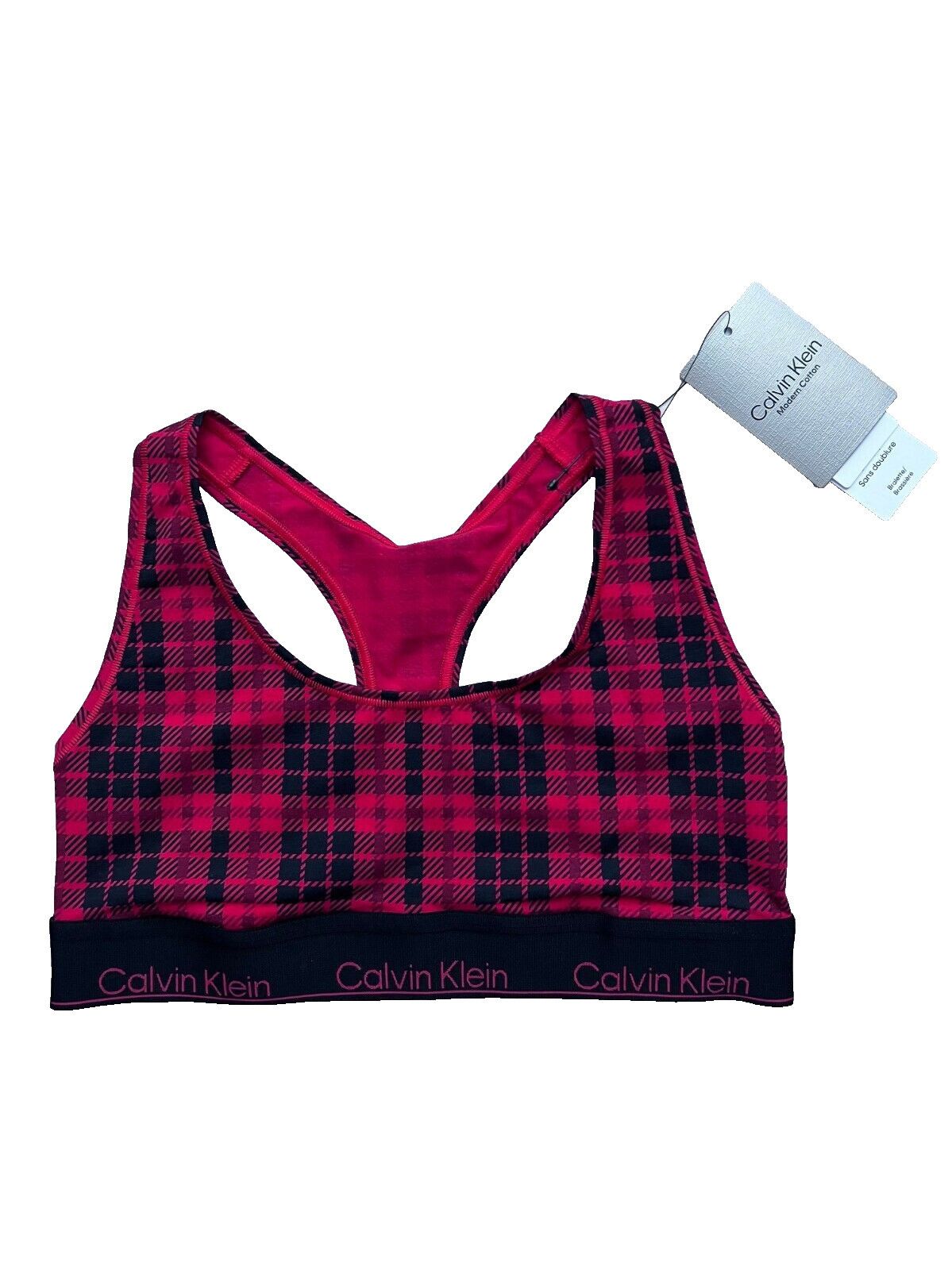 Calvin Klein Calvin Klein CK Modern Cotton Rouge Plaid Red Bralette ( M ) Size ONE SIZE - 3 Thumbnail