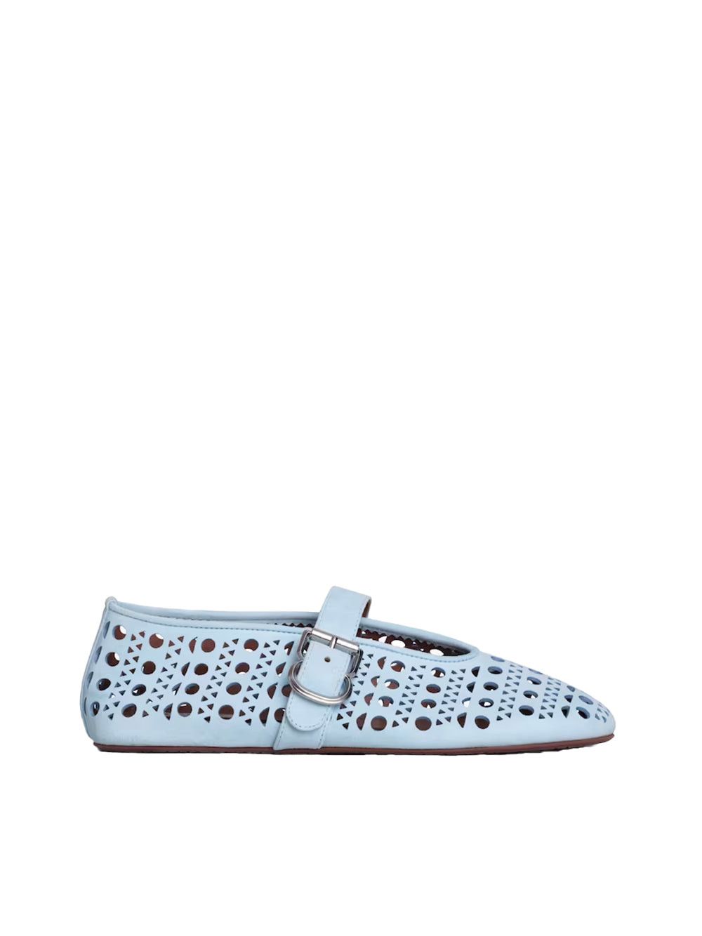 image of Alaia Alaïa Blue Leather Ballerine Flat Size 36, Women's
