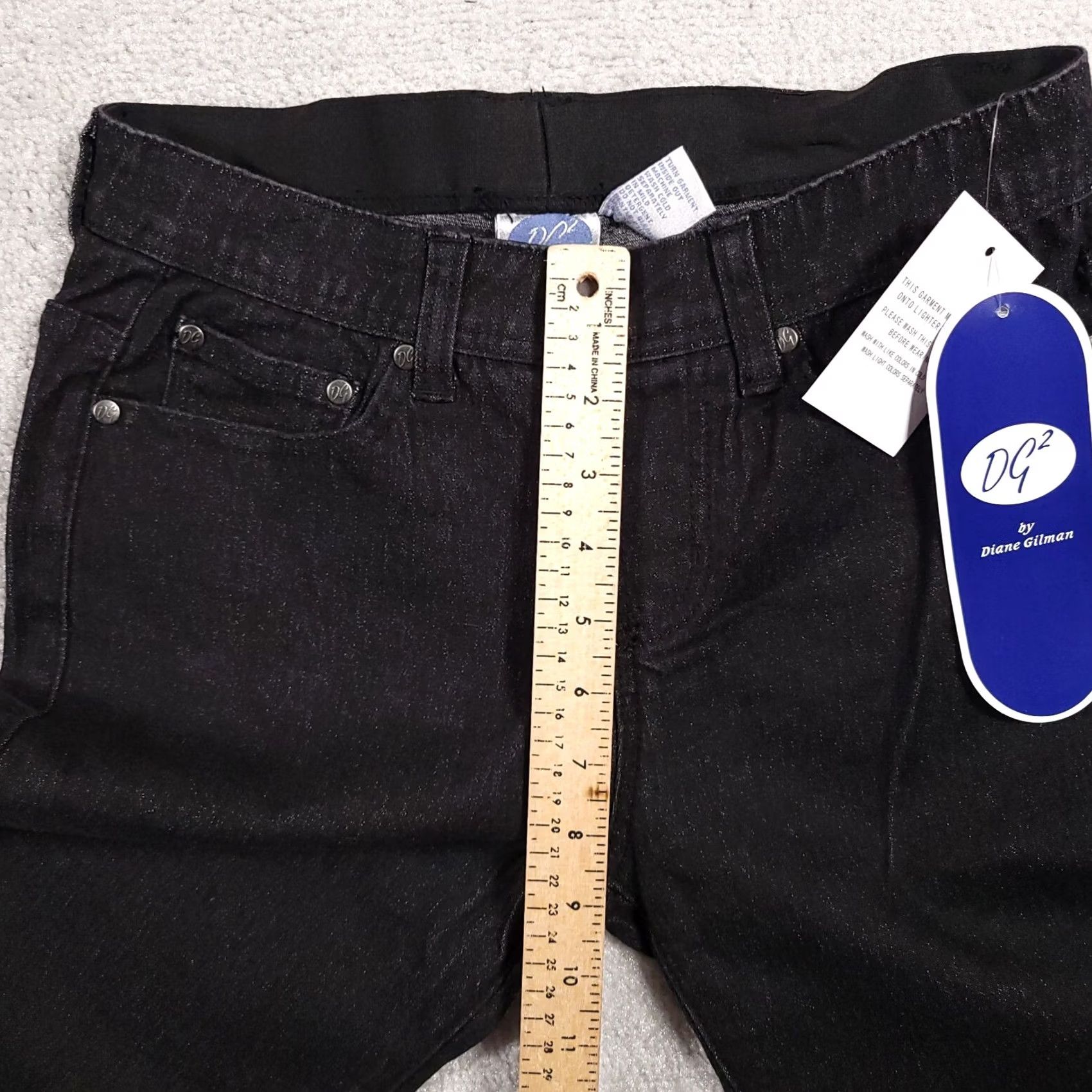Denime DG2 Diane Gilman Pull On Jeans Women's PXS Black Stretch Denim Skinny Pants Size 26" / US 2 / IT 38 - 7 Thumbnail