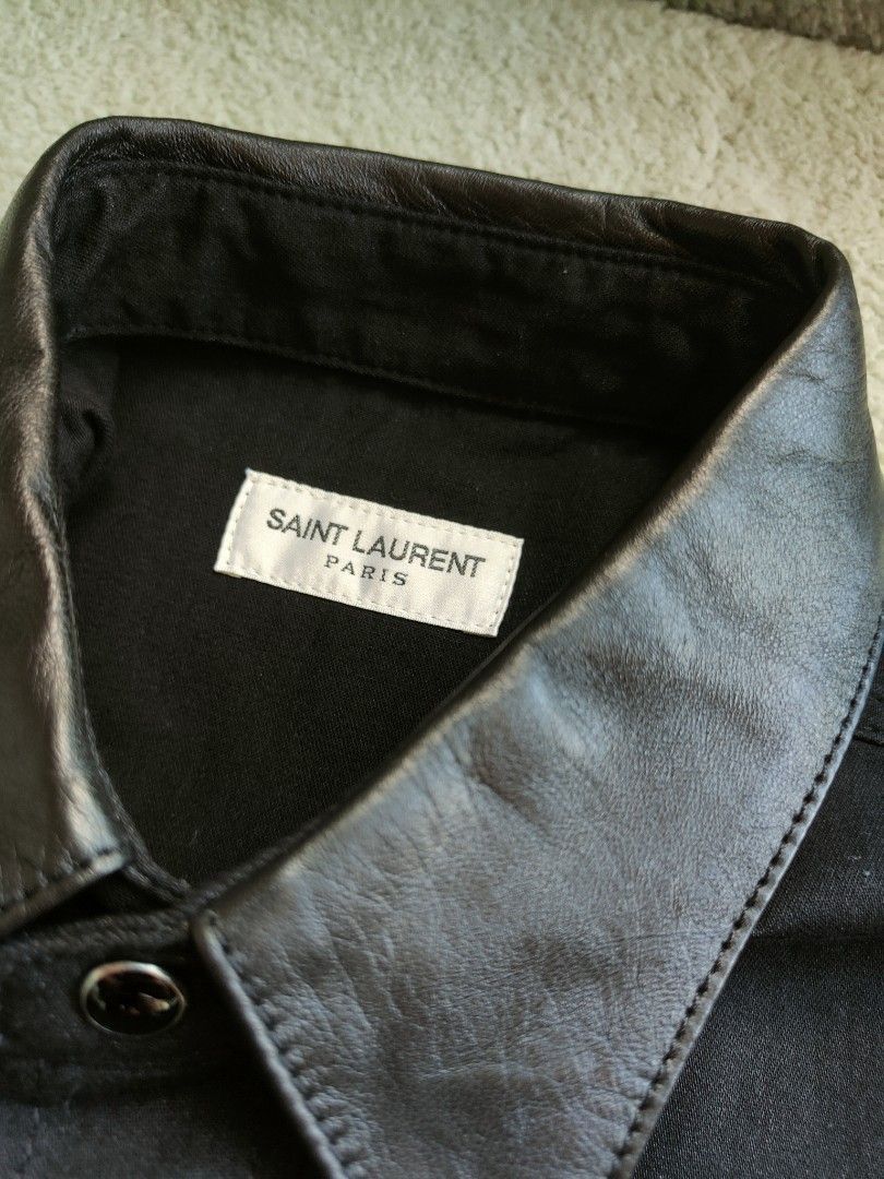 Saint Laurent Paris Saint Laurent Paris Denim Western Shirt leather collar Size US XS / EU 42 / 0 - 2 Thumbnail