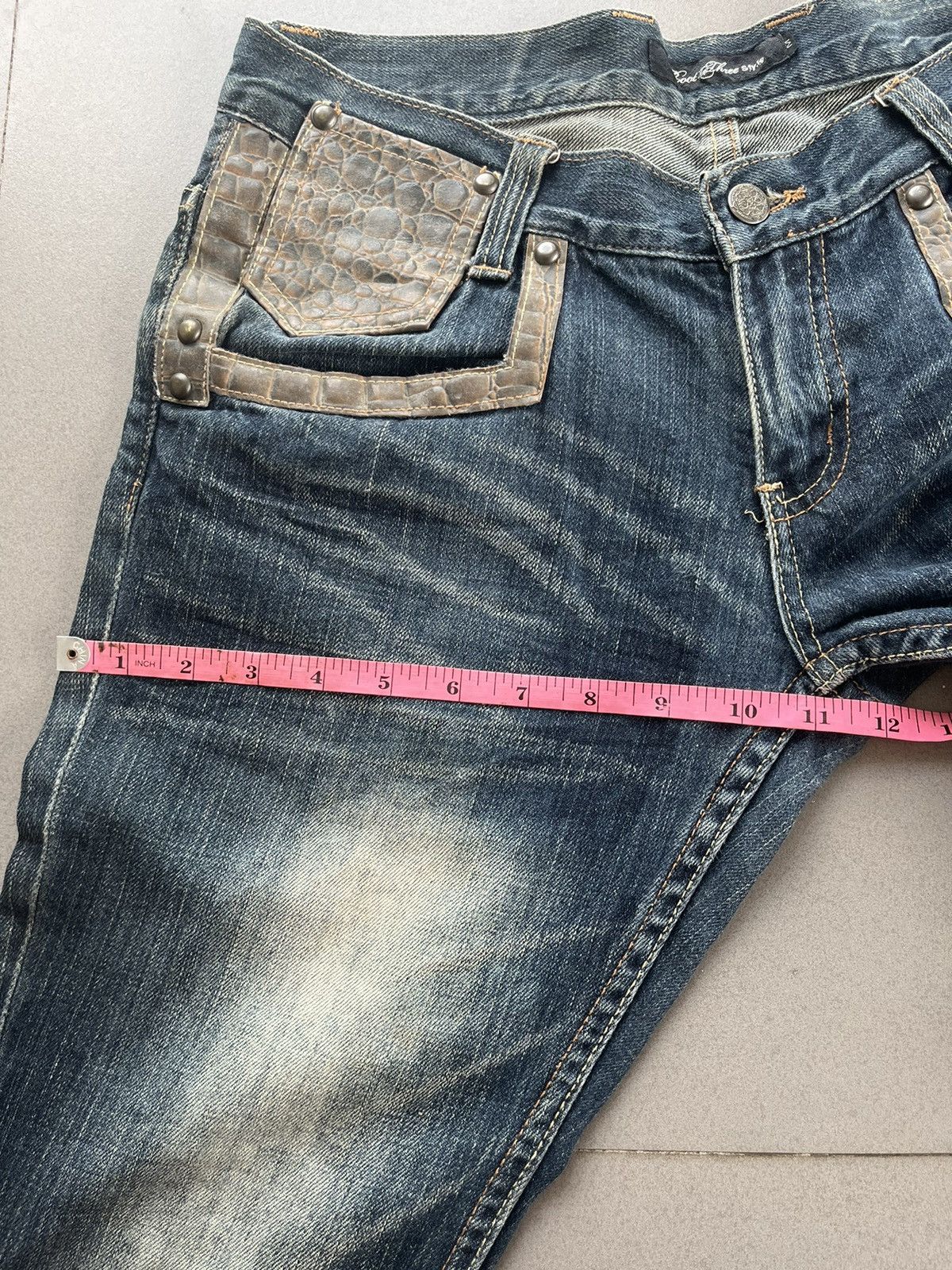 Tornado Mart 2000s JAPANESE ROOT THREE FLARE DENIM CROCODILE LEATHER Size US 30 / EU 46 - 16 Thumbnail