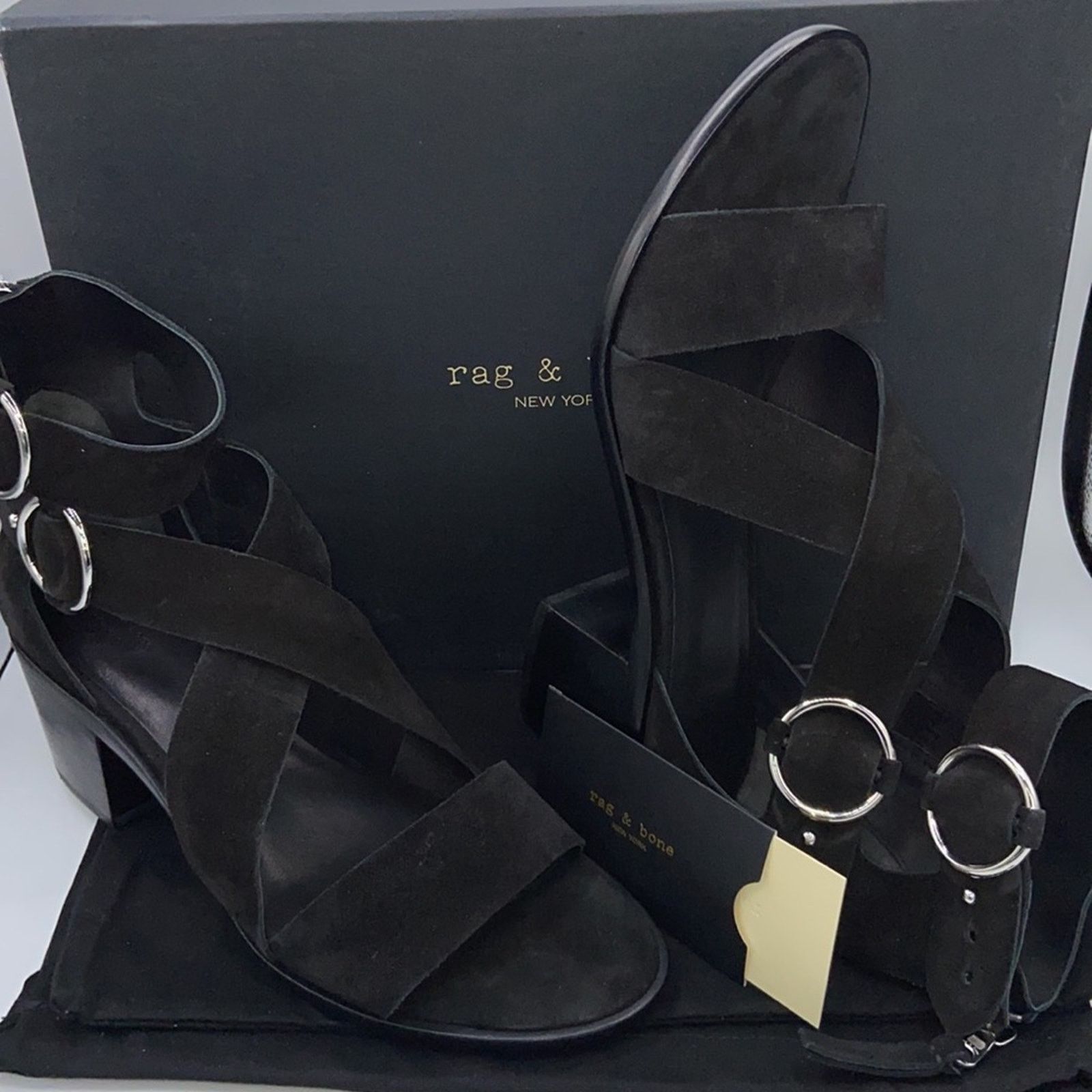 Rag & Bone NEW! rag & bone MARI Black Suede Block Heels Sandals 41/11 Size US 11 / IT 41 - 4 Thumbnail