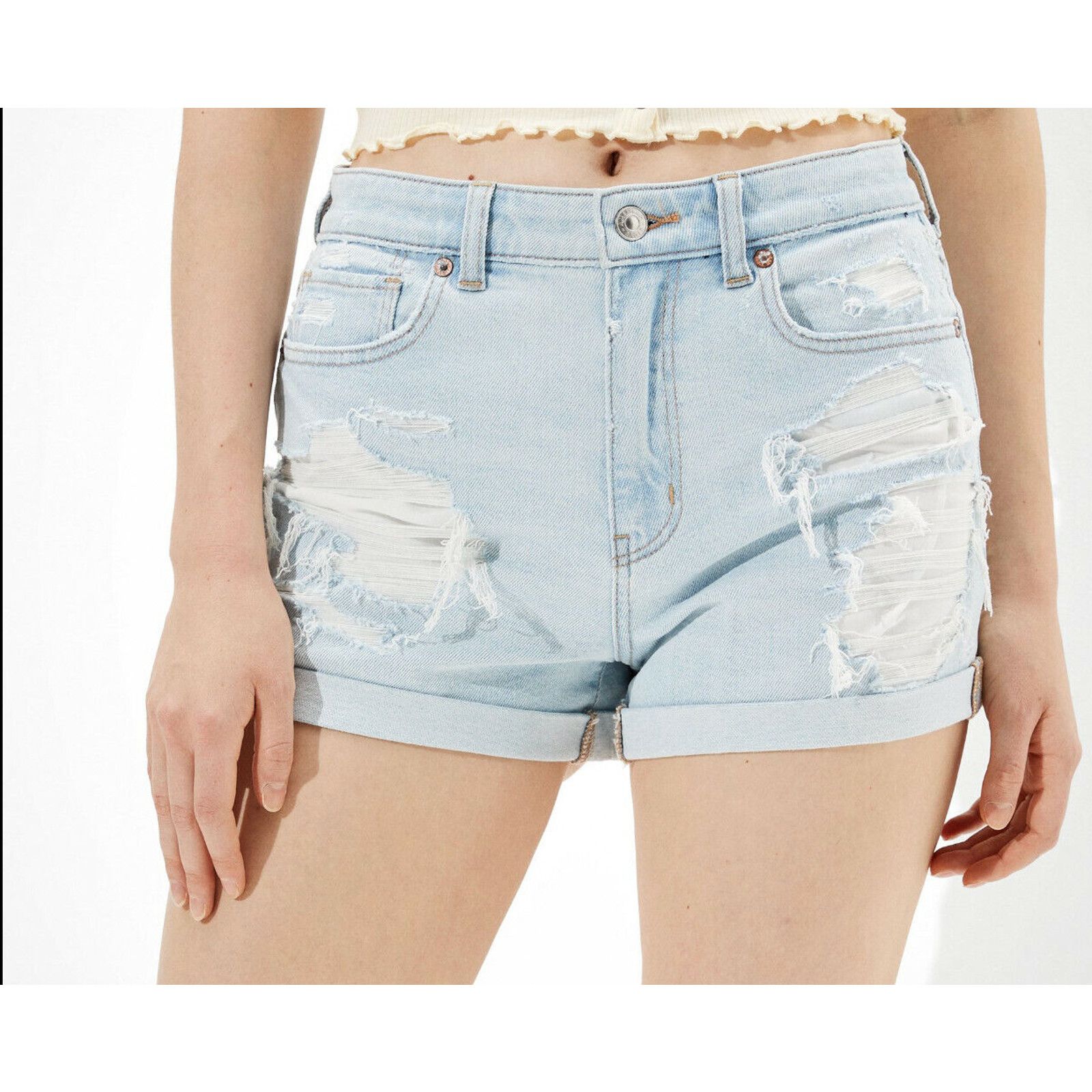 American Eagle Outfitters American Eagle AE Stretch Mom Short Distressed Light Wash 6 Size 28" / US 6 / IT 42 - 1 Thumbnail