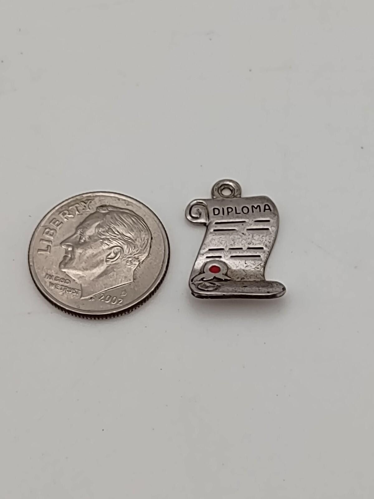 The Unbranded Brand Vintage Sterling Diploma Charm Graduation Scroll Size ONE SIZE - 2 Thumbnail