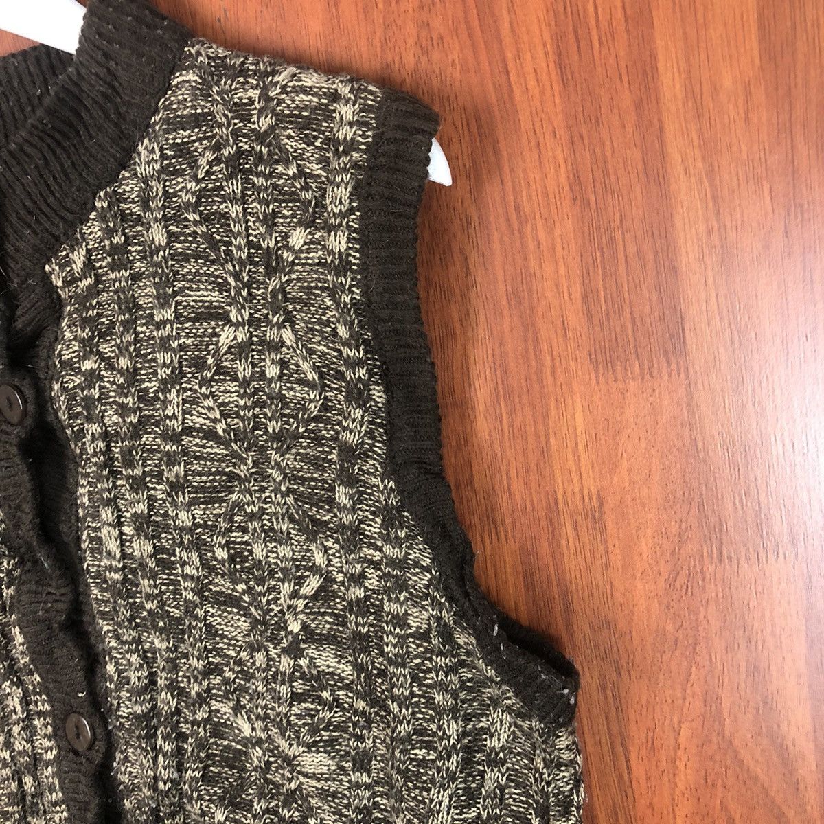 Japanese Brand Relinon Brown Cardigan vintage knitwear Vest #7492 Size L / US 10 / IT 46 - 8 Thumbnail