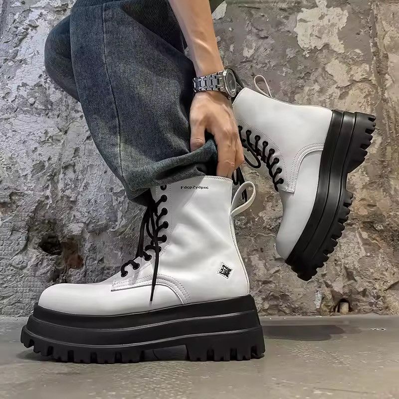 Japanese Brand Thick Soled High Top Men Pu Leather Boots Size US 6 / EU 39 - 3 Thumbnail