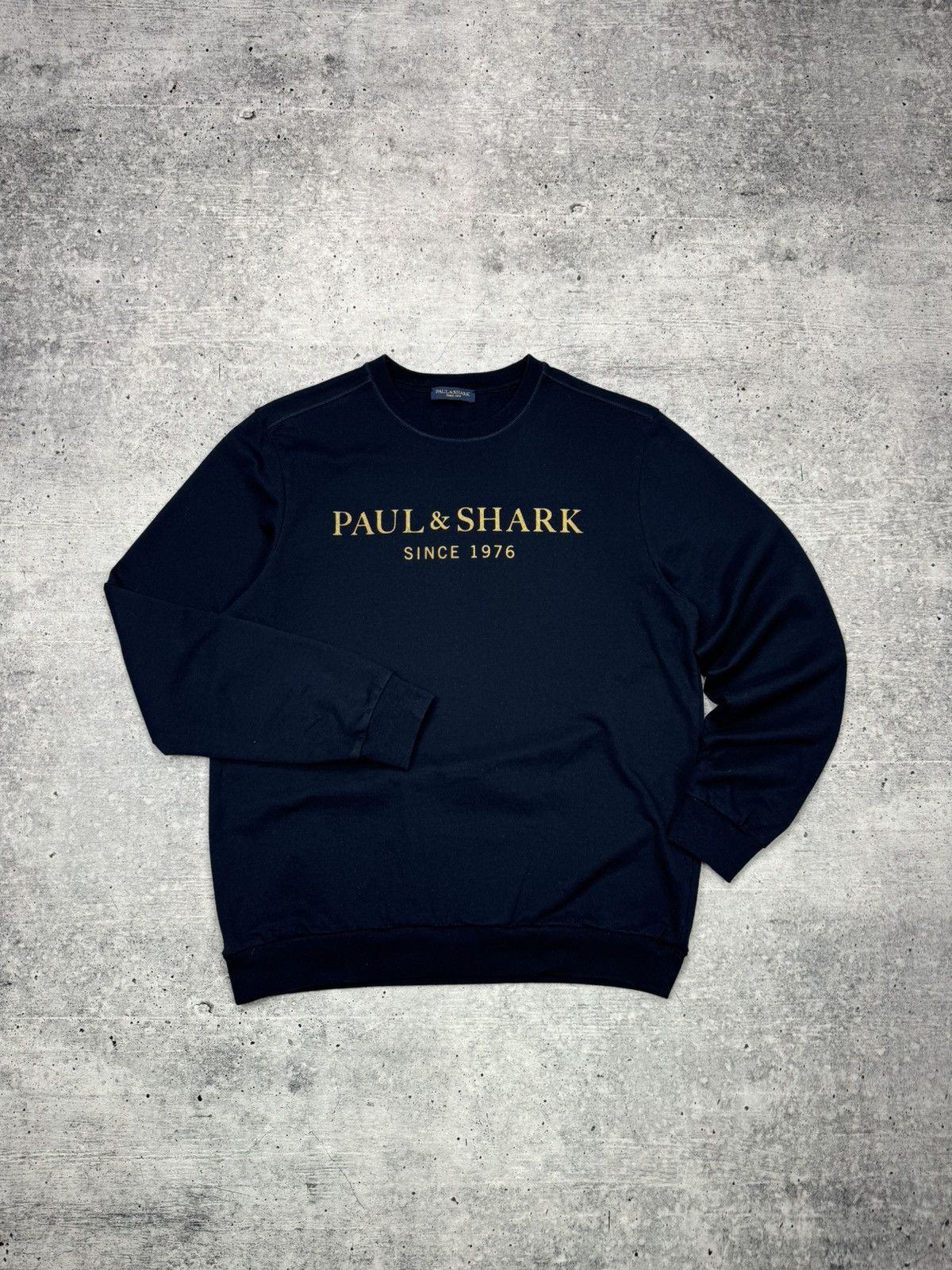 Vintage Paul&Shark Big Gold Logo Designer Sweatshirt Y2K