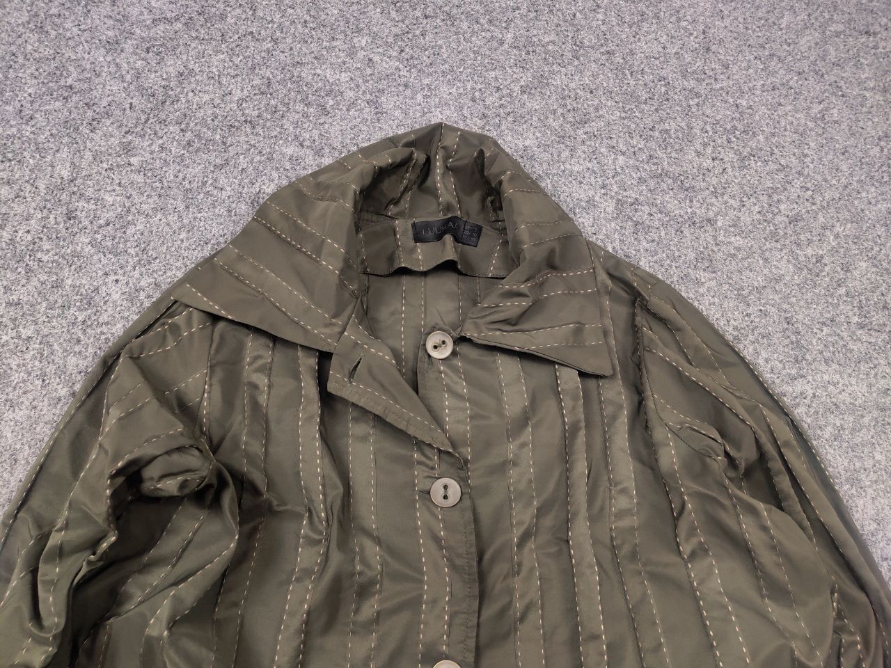Vintage Luukaa Oversized Top Khaki Long Sleeve Textured Jacket Size L / US 10 / IT 46 - 5 Thumbnail