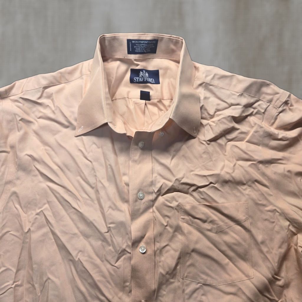 Stafford Stafford Shirt Button-Up Long Sleeve Adult Men's Size 16.5 Pink 34-35 Cotton Polyester Vintage No Size US L / EU 52-54 / 3 - 1 Thumbnail