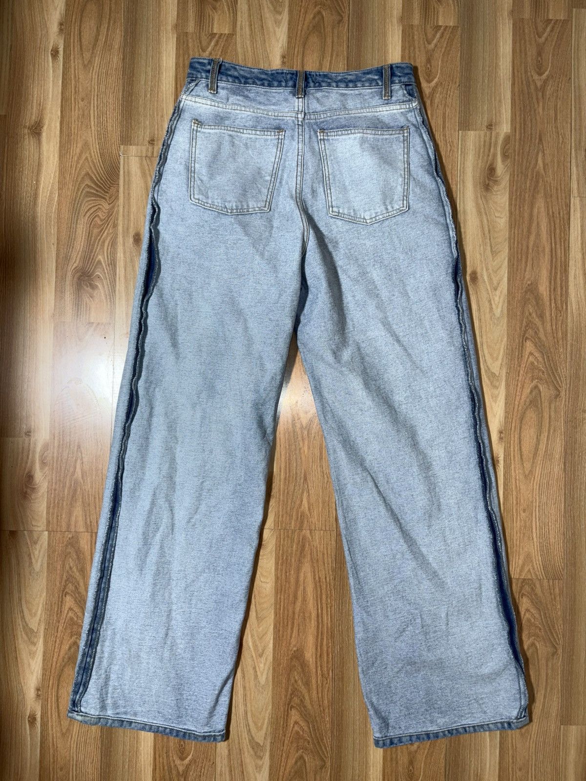 Unused Unused.Lab Wide Leg Reconstructed Denim Light Wash Jeans Size US 31 - 2 Thumbnail