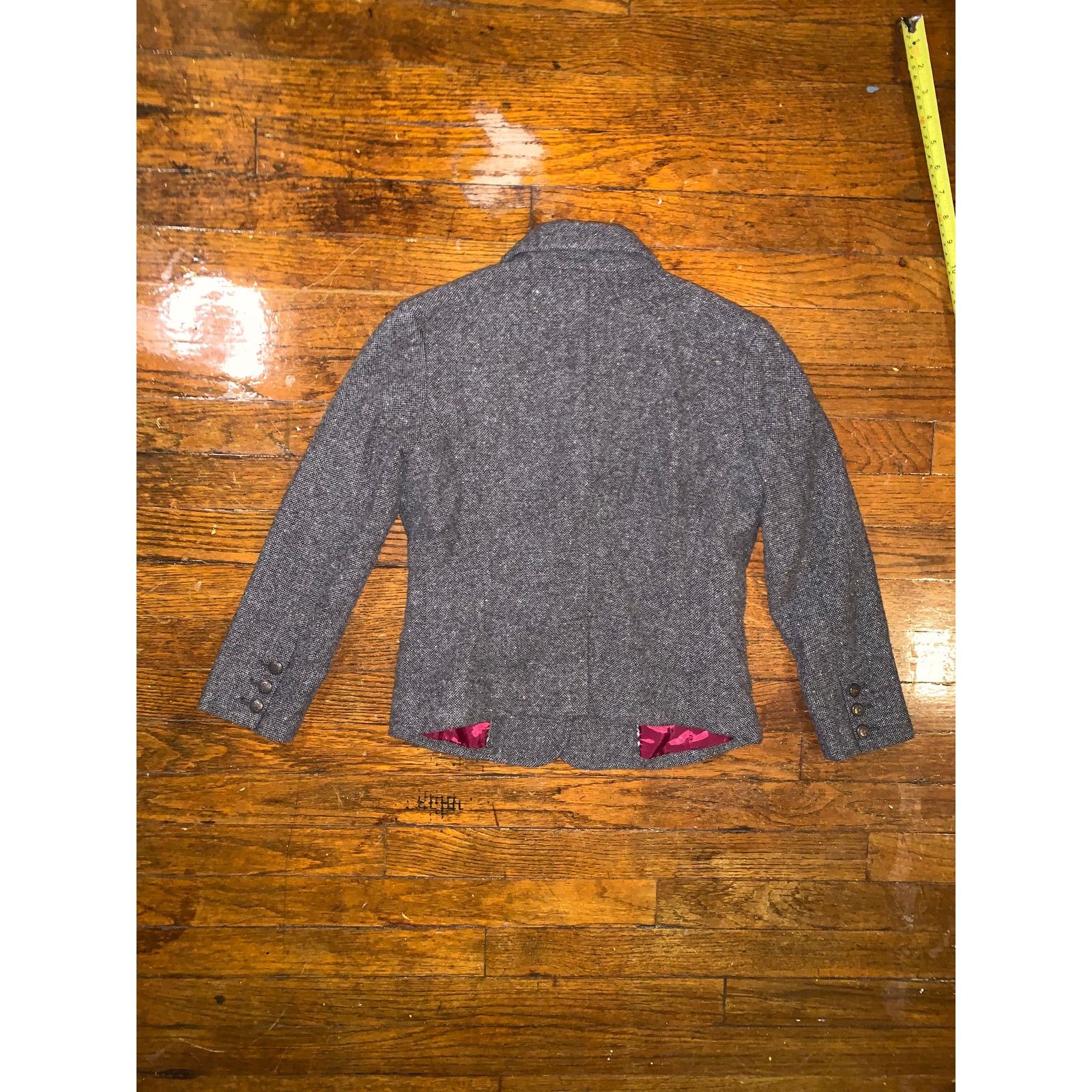 American Eagle Outfitters American Eagle Wool Tweed Blazer Womens XS Grey Herringbone Size XS / US 0-2 / IT 36-38 - 3 Thumbnail