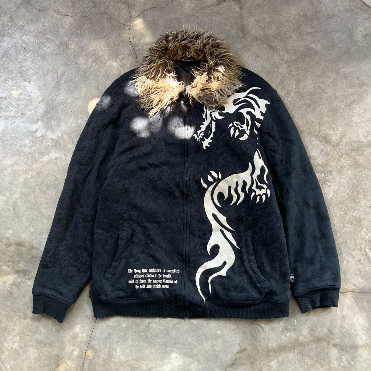 If Six Was Nine 2000s DJ Free If Six Was Nine Style Fur Dragon Zip up Jacket Size US L / EU 52-54 / 3 - 1 Thumbnail