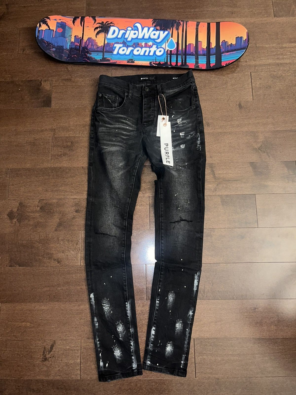 image of Purple Brand Black Skinny Jeans P-001, Men's (Size 38)