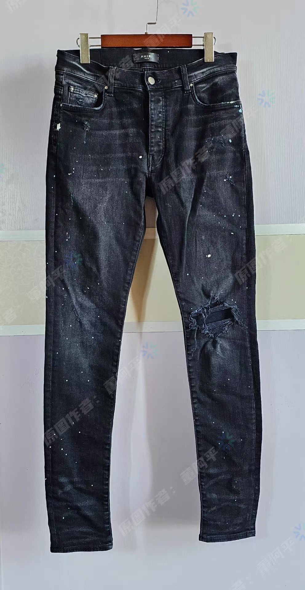 Amiri Black Distressed Denim Jeans with Paint Splatters Size US 36 / EU 52 - 1 Thumbnail