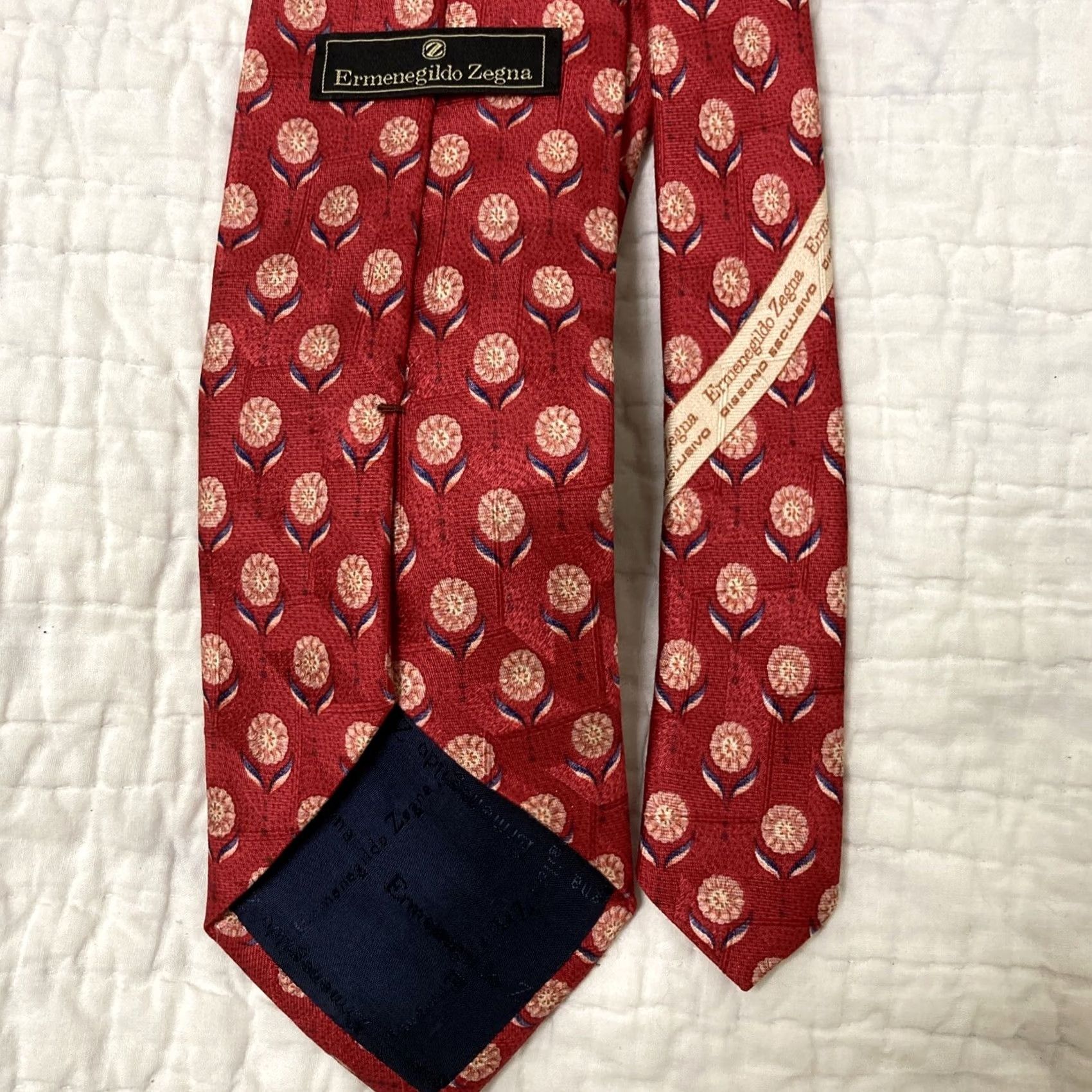 Ermenegildo Zegna Ermenegildo Zegna Disegno Exclusive Men Red/Yellow 100% Silk Tie Made in Italy Red Silk Tie Men Size ONE SIZE - 2 Thumbnail