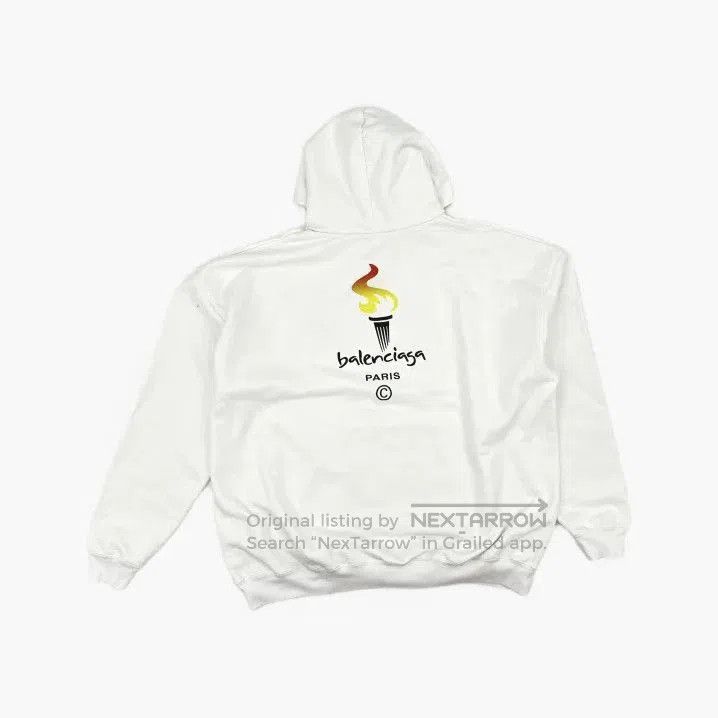 Balenciaga Balenciaga White Letter Print Long Sleeve Hoodie. Size US M / EU 48-50 / 2 - 2 Thumbnail