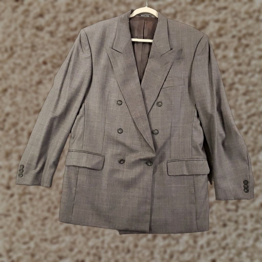 Doublet Vito Rufolo Suit Jacket Mens 44 Wool Double-Breasted Gray Vintage? Size 44R - 1 Thumbnail