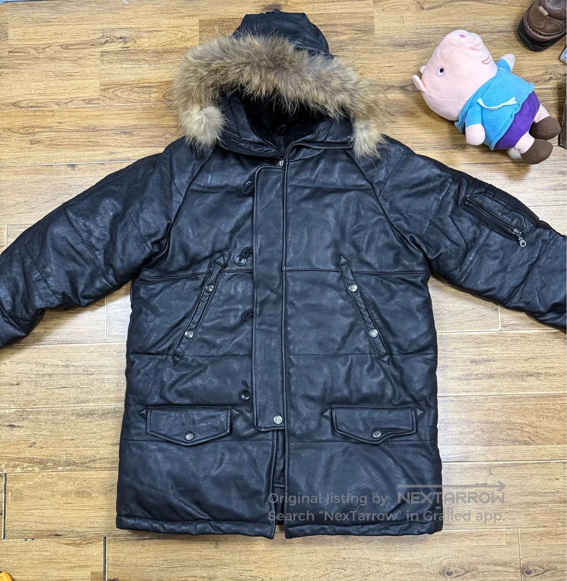 Timberland Timberland Men's Hooded Heavy Leather Jacket. Size US XL / EU 56 / 4 - 1 Thumbnail