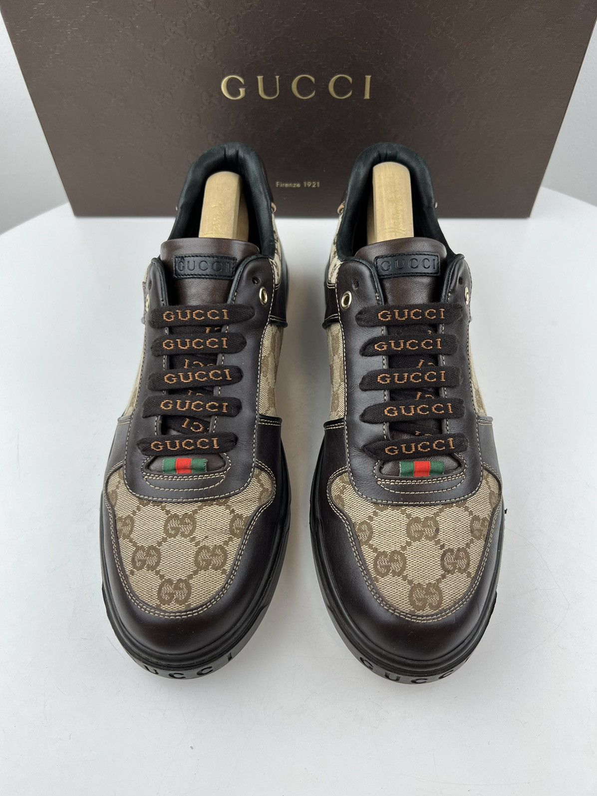 Gucci GUCCI Sneakers Leather Shoes GG Monogram Logo Brown Men’s Size US 9 / EU 42 - 5 Thumbnail