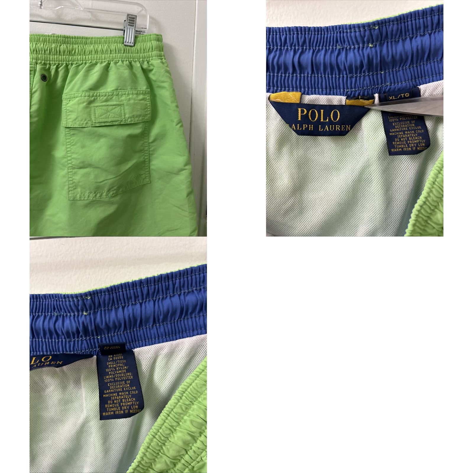 Polo Ralph Lauren VINTAGE Polo Ralph Lauren Shorts Mens XL Green Nylon Swimming Trunks Pockets Logo 90s Beach Sports Board Shorts Mens Size US XL / EU 56 / 4 - 8 Thumbnail