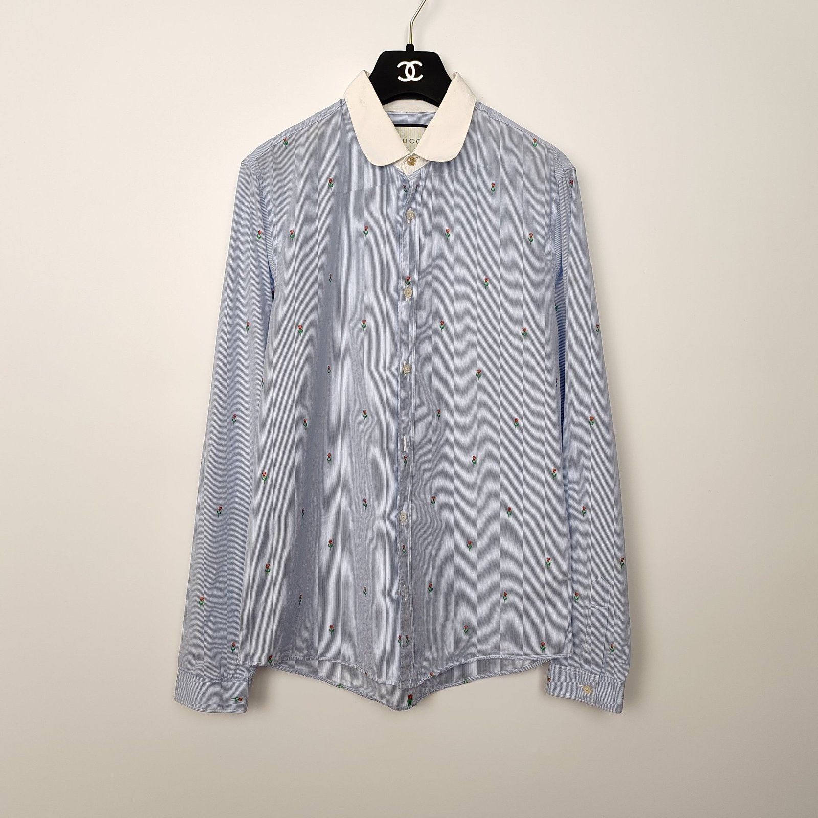 Gucci Gucci Embroidered Floral Stripe Button Up Shirt Size M Size US S / EU 44-46 / 1 - 1 Thumbnail