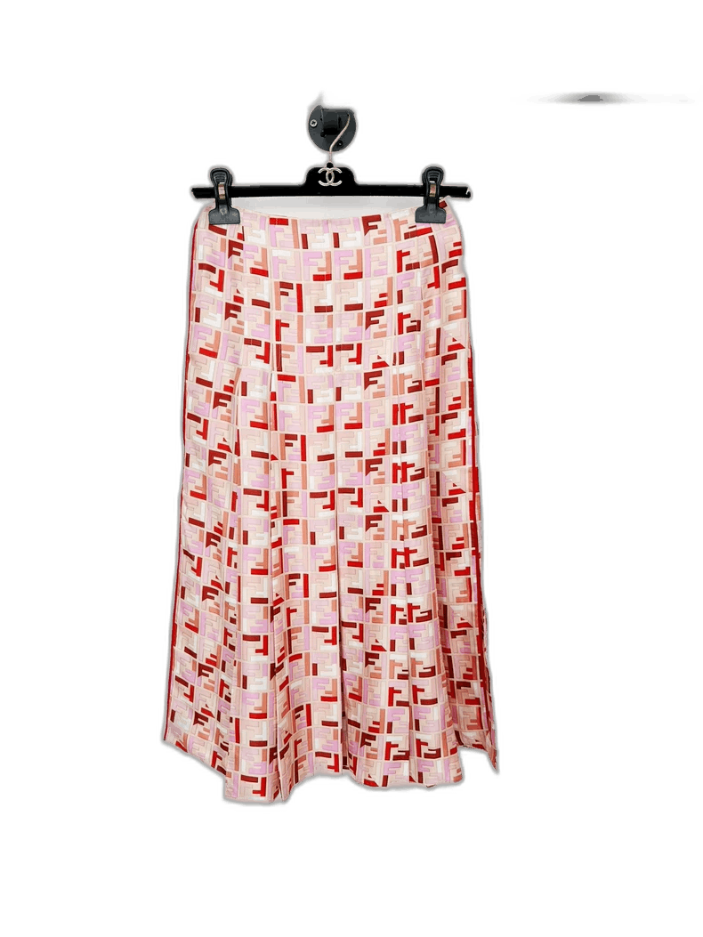 Fendi Fendi Logo Silk Midi Skirt Almost New Size 34" / US 12 / IT 48 - 1 Thumbnail