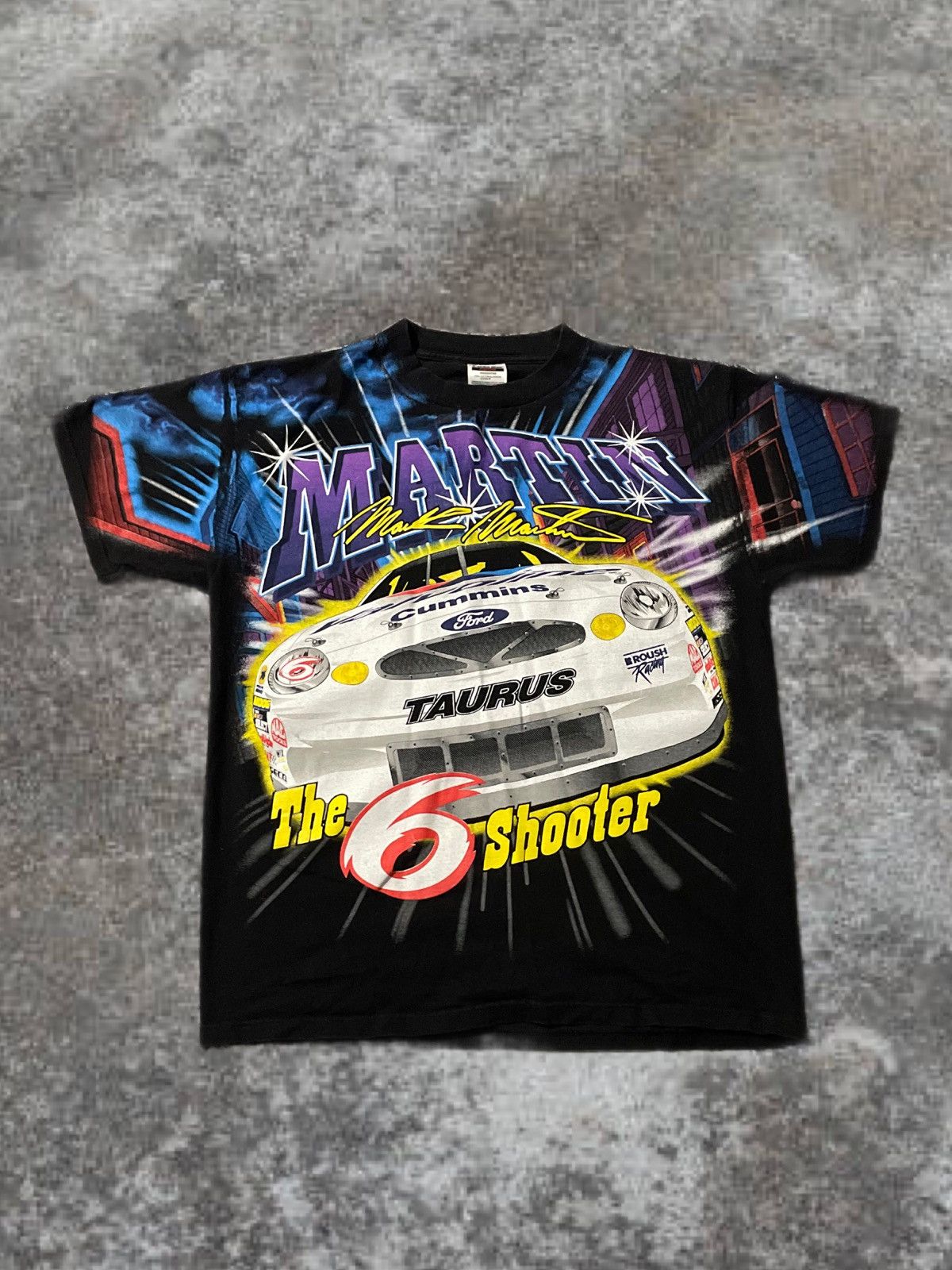 NASCAR × Tultex × Vintage Vintage 90s Mark Martin “6 shooter” black nascar aop Size US L / EU 52-54 / 3 - 1 Thumbnail