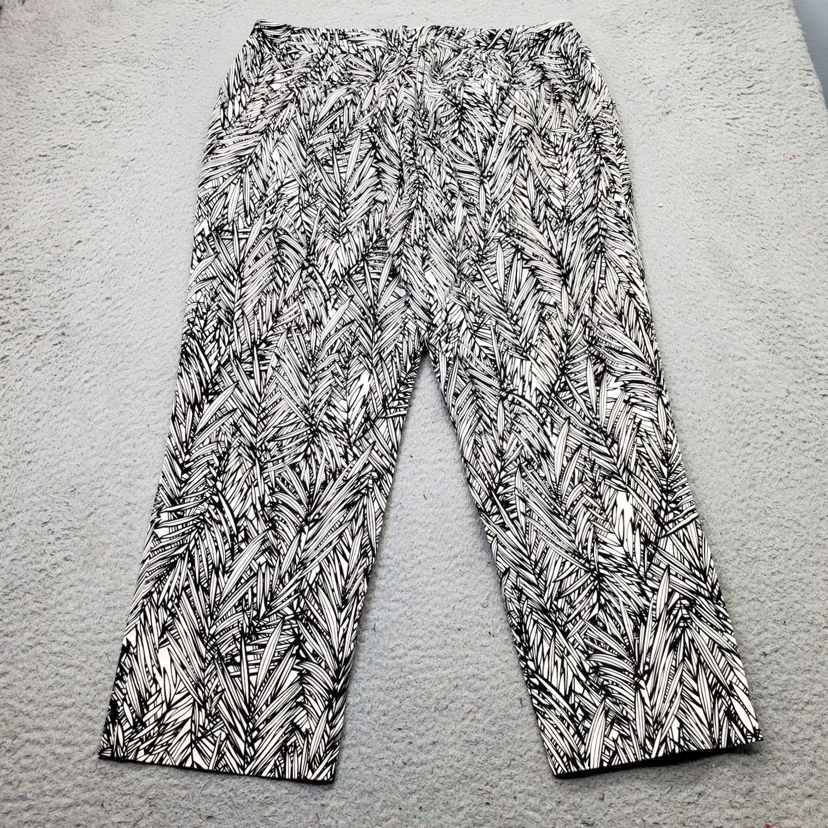 Coldwater Creek Coldwater Creek Womens Size 12 Multicolor Palm Leaf Ankle Pants Straight Leg Regular Fit Size 34" / US 12 / IT 48 - 2 Thumbnail