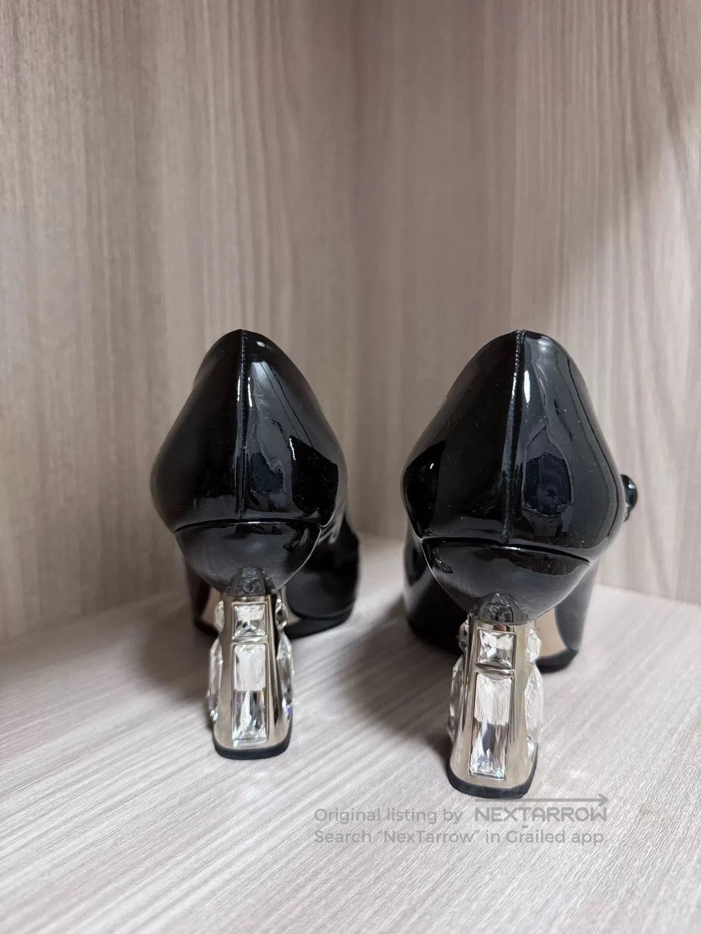 Miu Miu MiuMiu Black Patent Rhinestone Mary Jane Heels. Size US 5.5 / IT 35.5 - 3 Thumbnail
