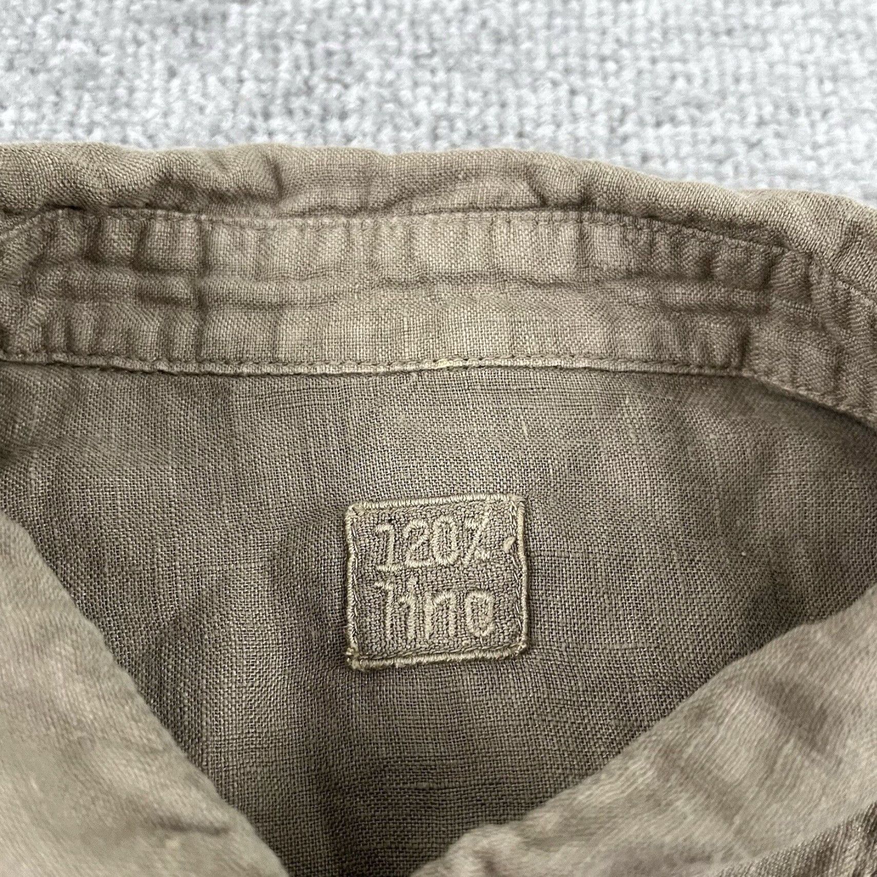 120% Lino 120% Lino Shirt Size 44 Small Cropped Brown 100% Linen Button Up Roll Tab Womens Size M / US 6-8 / IT 42-44 - 2 Thumbnail