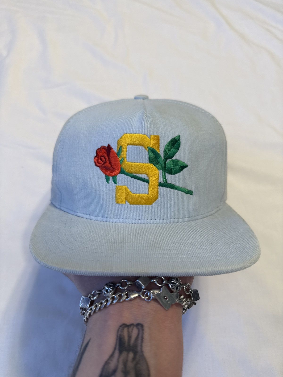 Supreme Supreme Rose Corduroy 5-Pan Light Blue Snapback Hat SS15 Size ONE SIZE - 1 Thumbnail