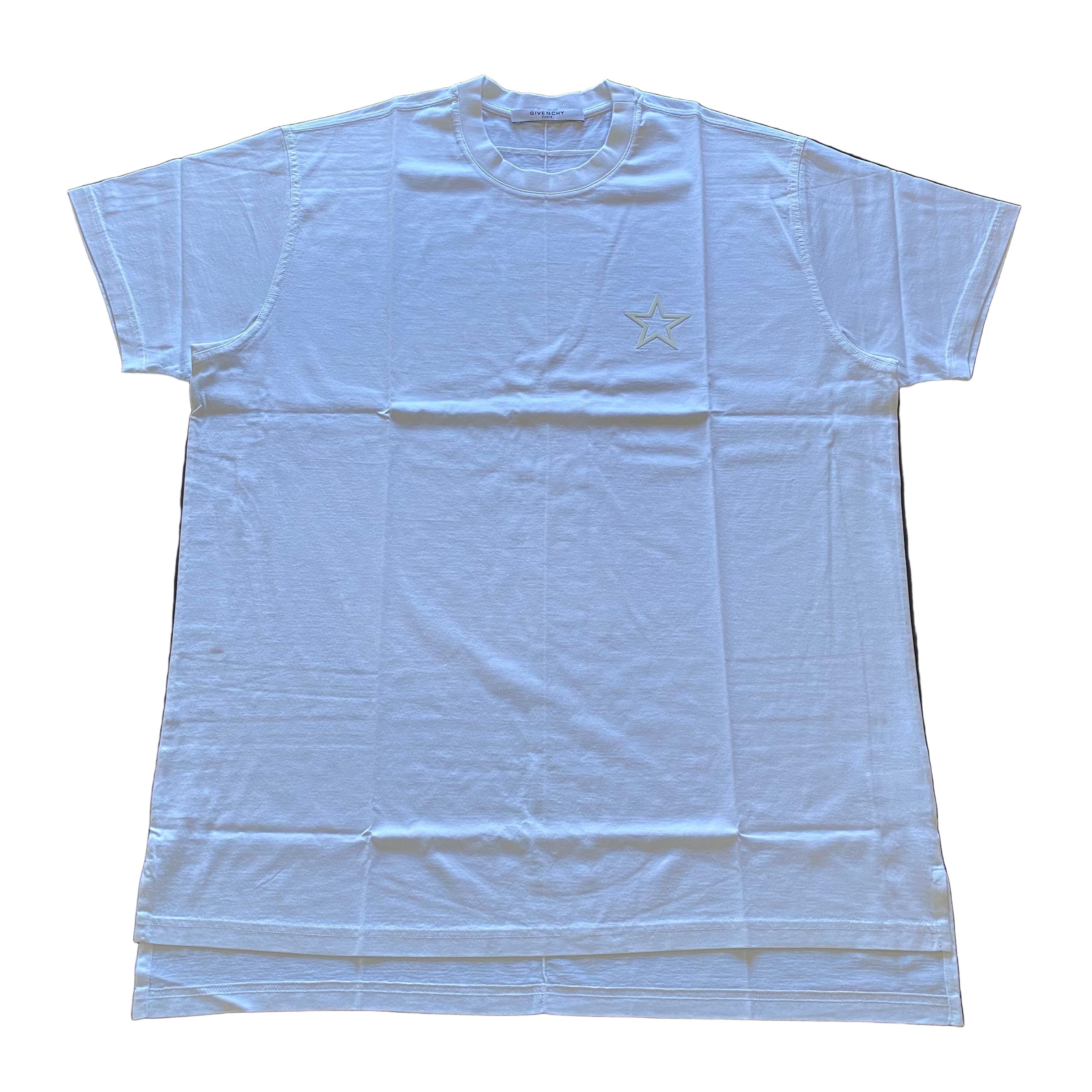 Givenchy White Printed Chest Star Split Hem Oversized T-Shirt Size US M / EU 48-50 / 2 - 1 Thumbnail