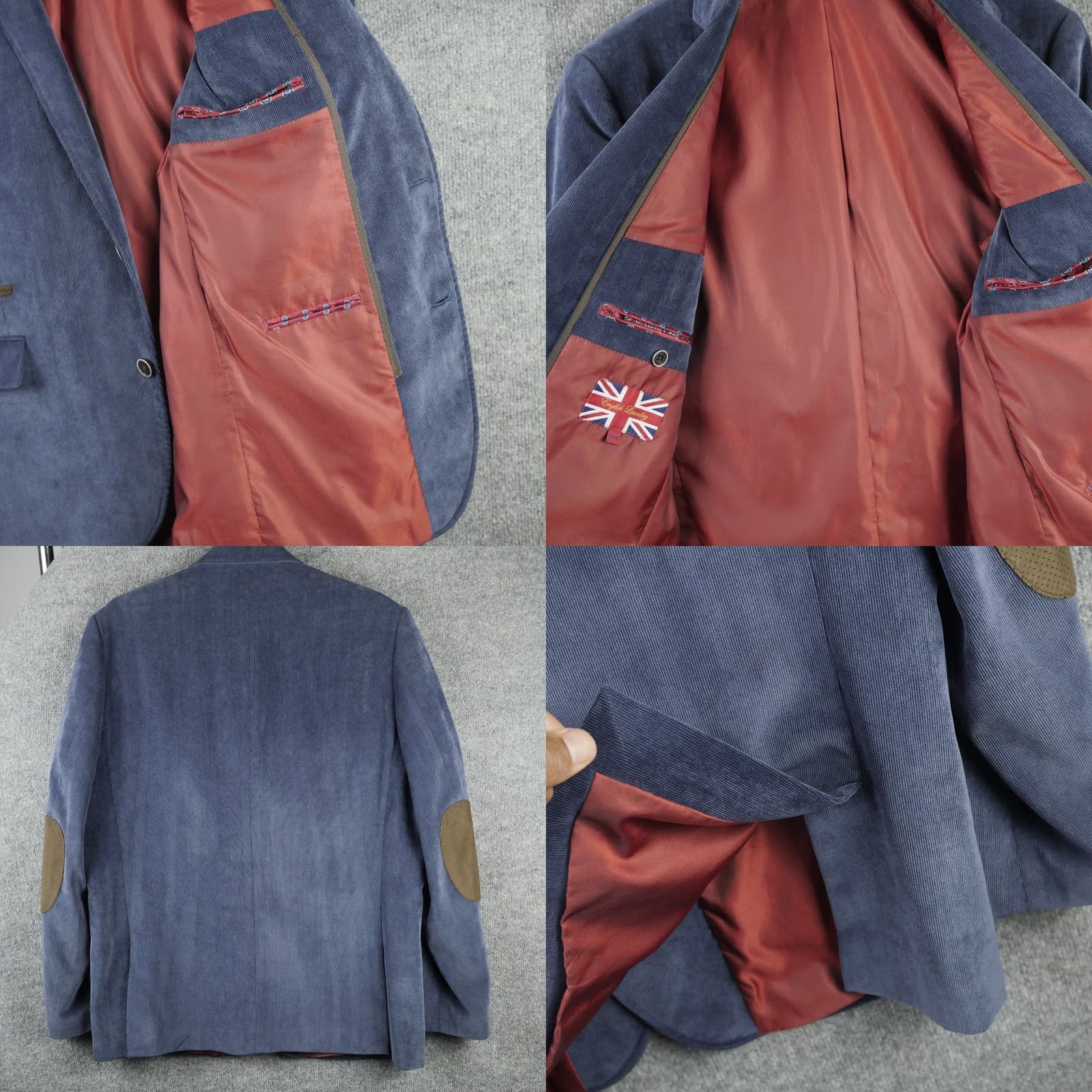 English Laundry English Laundry Blazer Mens 2X Blue Corduroy Suit Jacket Elbow Patches Size 48R - 9 Thumbnail