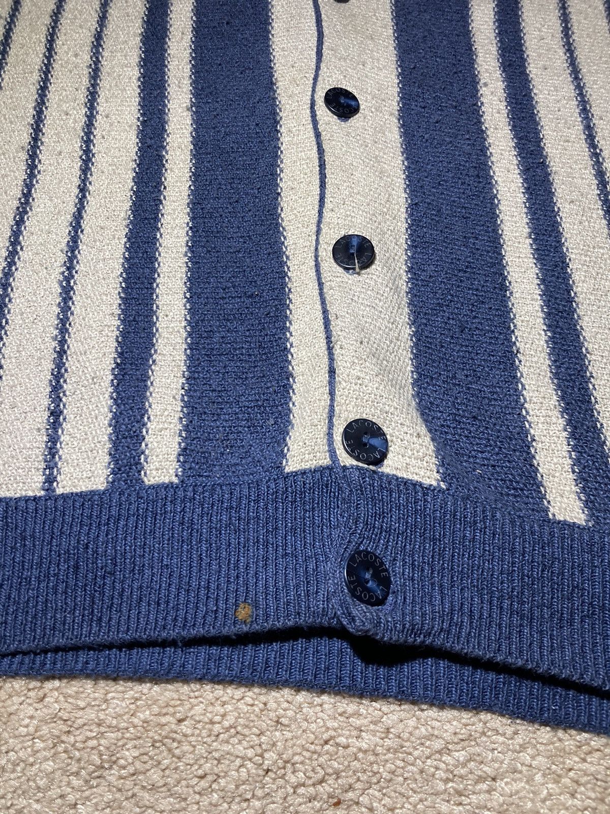 Lacoste Vintage 80s Spain Lacoste Striped Cardigan Logo 8 Navy 90s Size US L / EU 52-54 / 3 - 4 Thumbnail