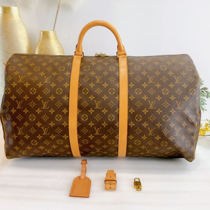 Authentic Louis Vuitton Monogram Keepall Bandouliere 60 Travel Duffle Bag  M41412