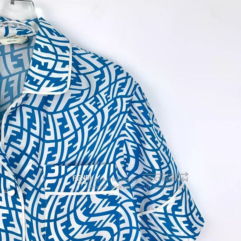 Fendi Fendi Blue logo letter full print mulberry silk set Size XS / US 0-2 / IT 36-38 - 3 Thumbnail