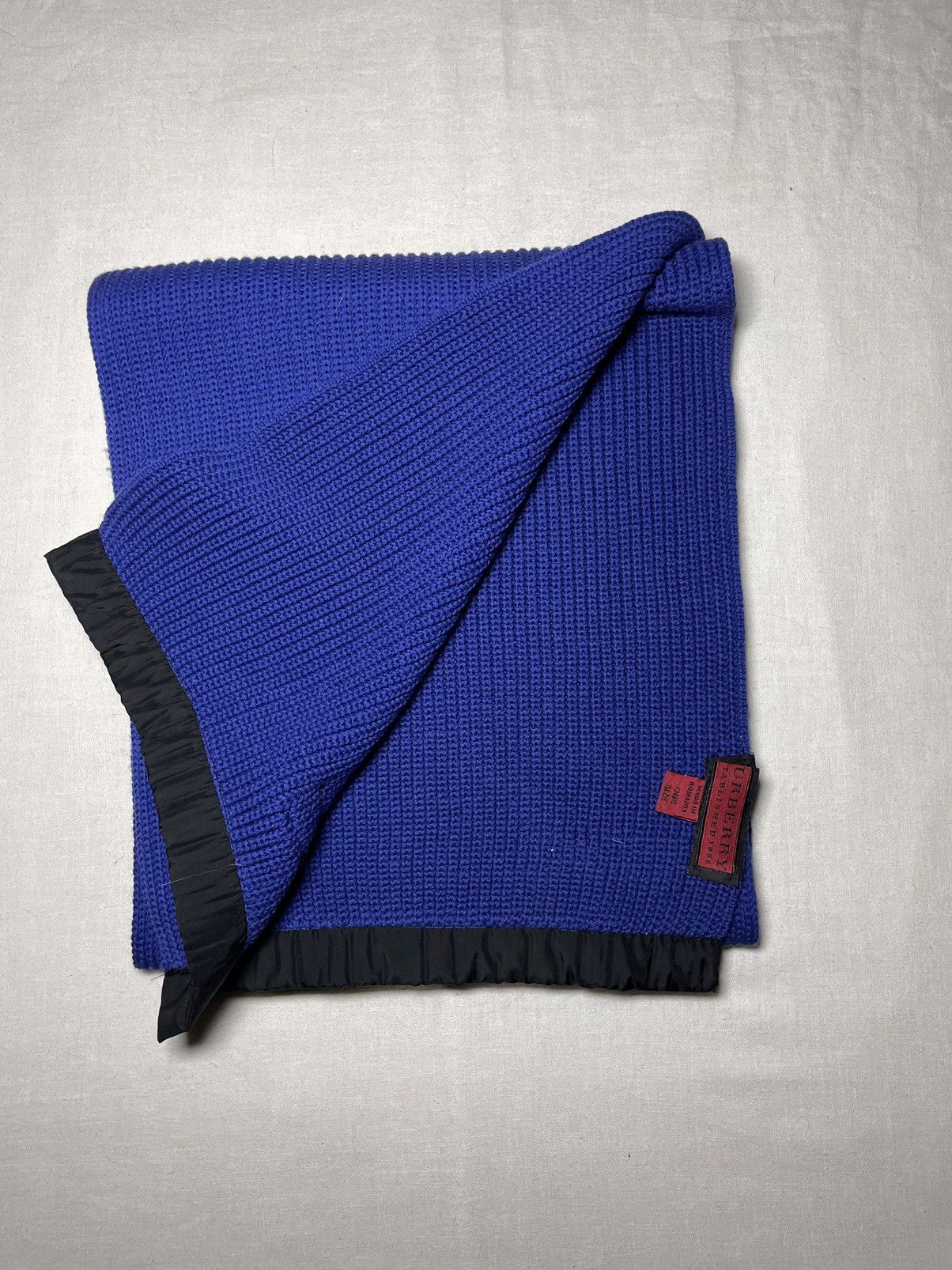 Vintage Burberry blue knit wool scarf Size ONE SIZE - 2 Thumbnail