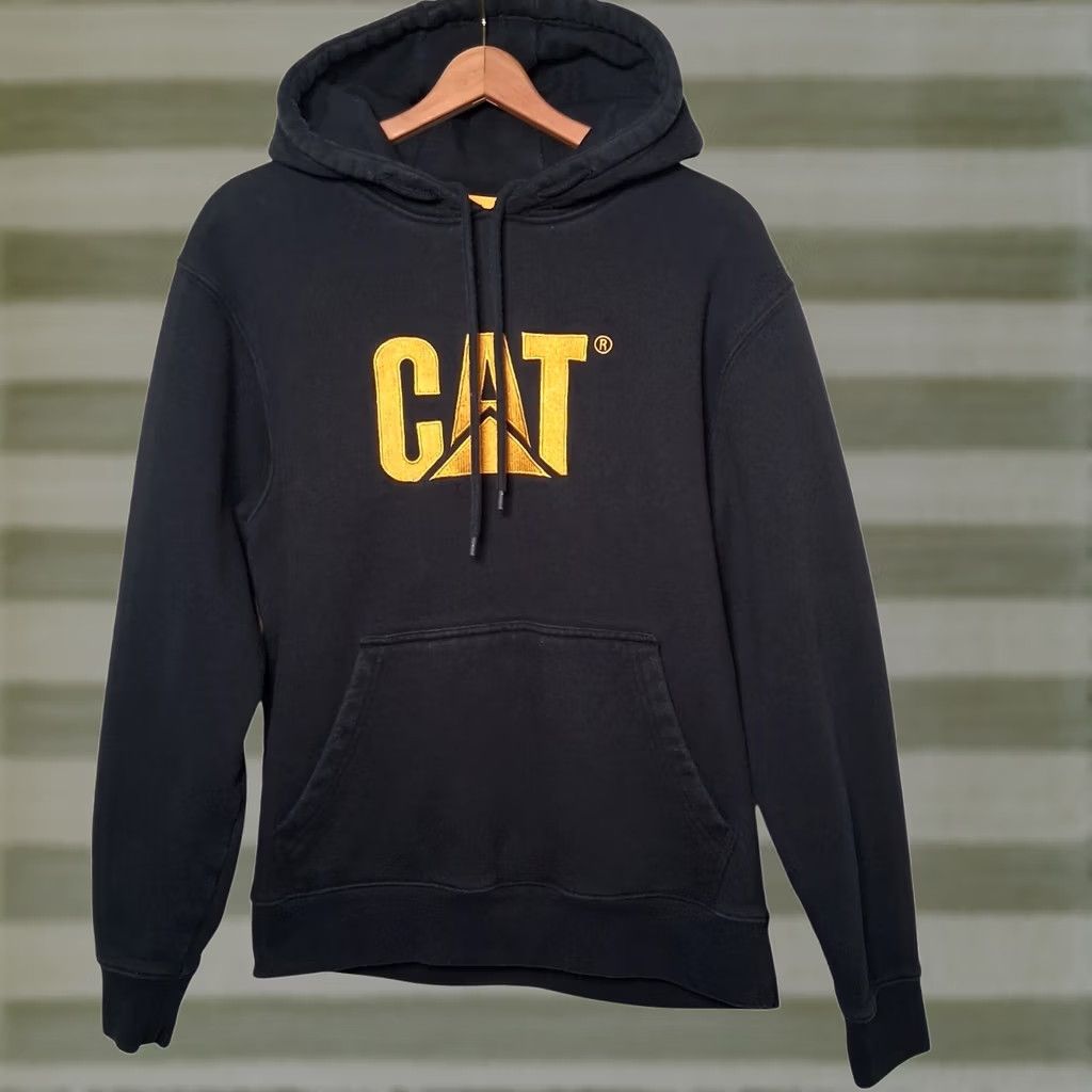 Vintage VINTAGE? CAT Hoodie Hoosed Sweatshirt Medium Black Pullover Workwear Size US M / EU 48-50 / 2 - 1 Thumbnail