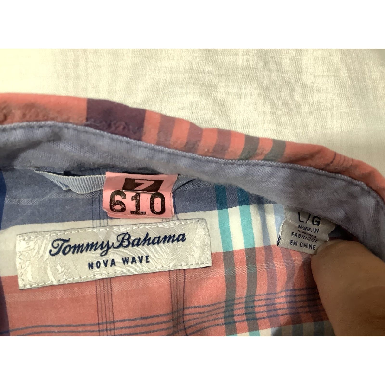 Tommy Bahama Tommy Bahama Nova Wave Shirt Large Pink Blue Short Sleeve Button Up Size US L / EU 52-54 / 3 - 6 Thumbnail