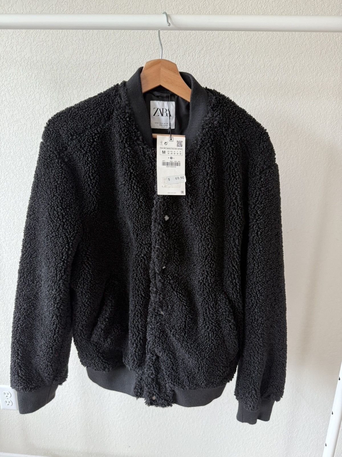 Zara Fleece Button-Up Bomber Jacket Size US M / EU 48-50 / 2 - 2 Thumbnail