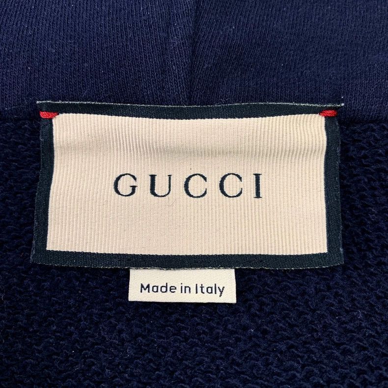 Gucci Gucci Dark blue cotton logo printed striped webbing hooded Size US S / EU 44-46 / 1 - 7 Thumbnail