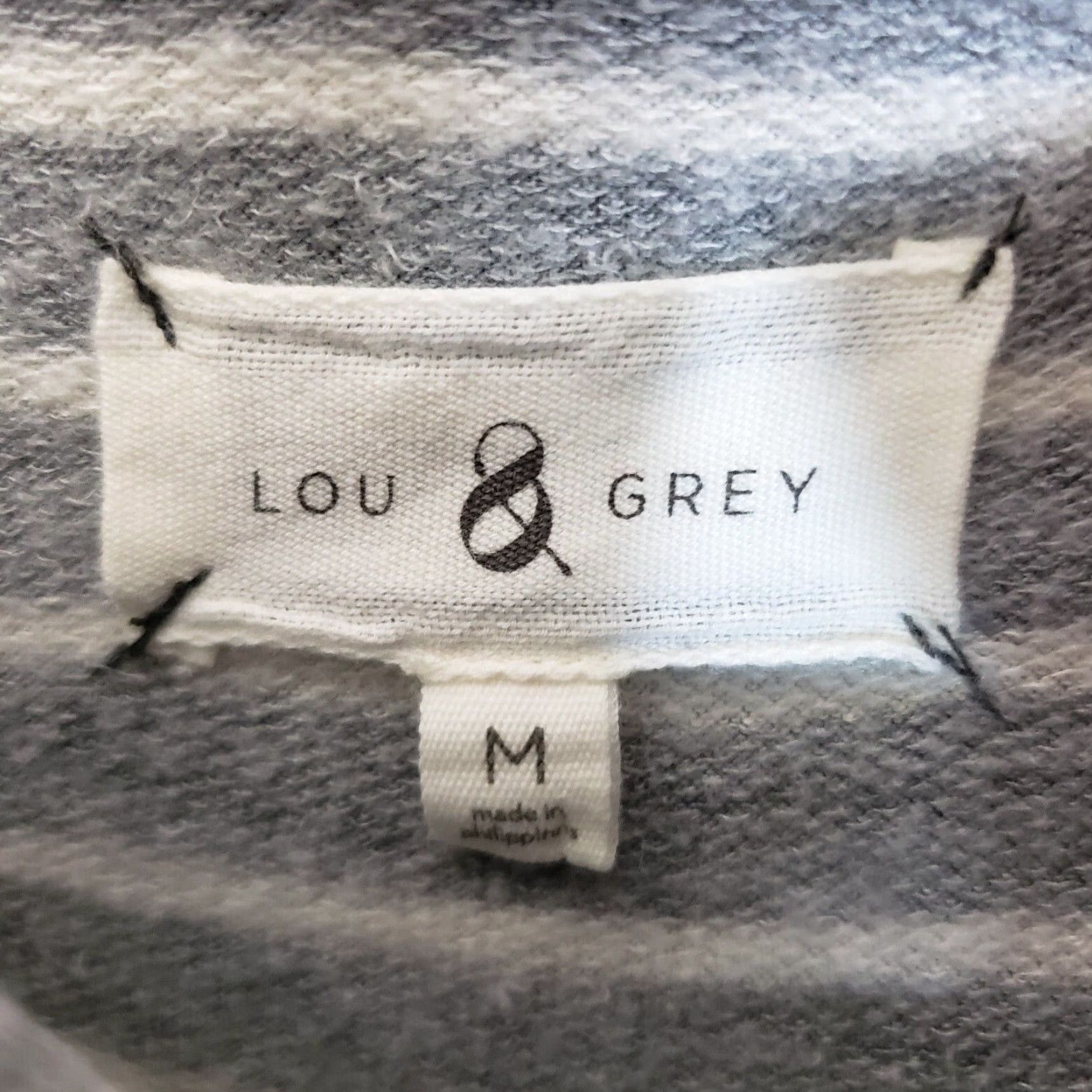 Lou & Grey Lou & Grey Womens Hooded Dress Sz Medium Gray Stripe Long Sleeve Rayon Size M / US 6-8 / IT 42-44 - 5 Thumbnail