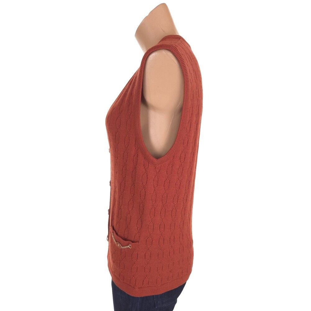 Celine Vintage 80s 90s Celine Paris Sweater Vest Size 42 M Orange Size M / US 6-8 / IT 42-44 - 6 Thumbnail