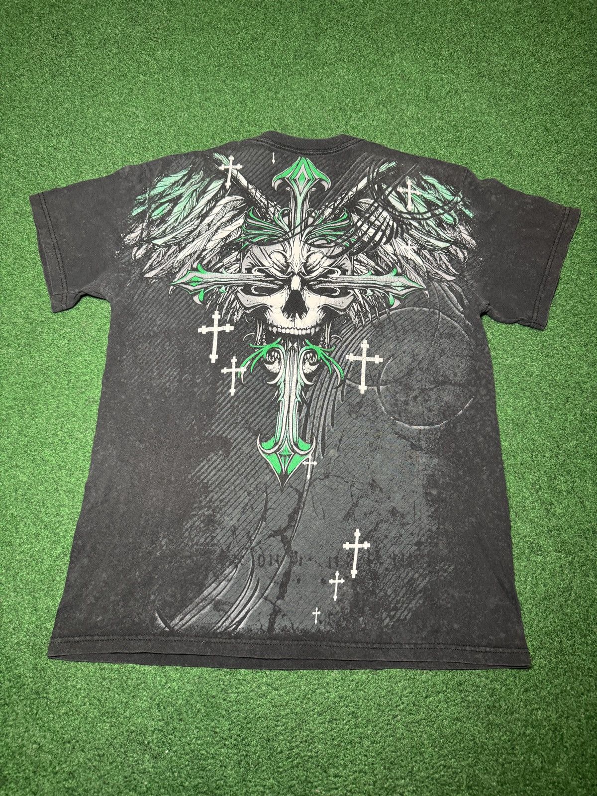 Affliction Vintage MMA Elite Skull Gothic Cross M Grunge Punk T Shirt Size US M / EU 48-50 / 2 - 3 Thumbnail