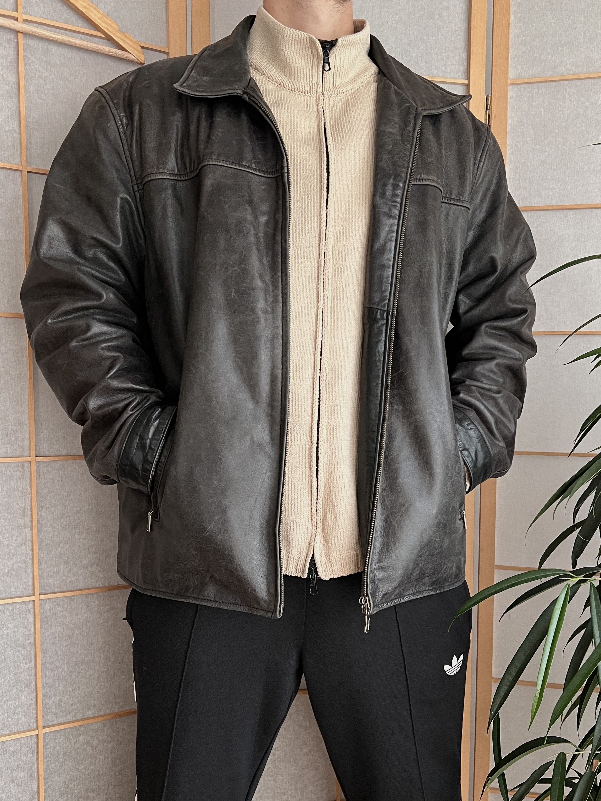 If Six Was Nine Vintage 90s Faded Leather coat hard jacket baggy y2k opium Size US L / EU 52-54 / 3 - 11 Thumbnail